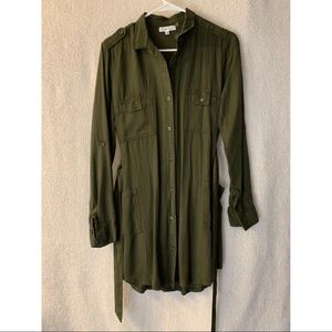 Remy Olive Green Long Sleeve Shirt Dress